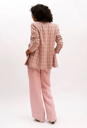 WE ARE THE OTHERS Jules Longline Blazer - Pink Check Jacket - Zabecca Living