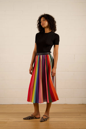 WE ARE THE OTHERS Lilian Pleat Skirt - Rainbow Skirt - Zabecca Living