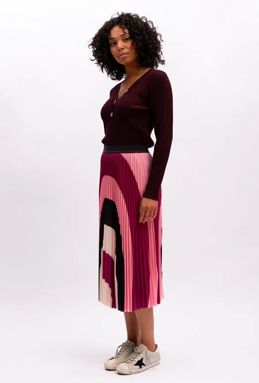 Knit pleated skirt red sale