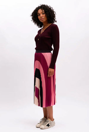 WE ARE THE OTHERS Lilian Pleat Skirt - Sangria Multi Skirt - Zabecca Living