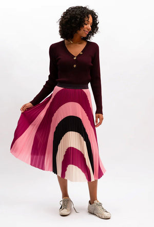 WE ARE THE OTHERS Lilian Pleat Skirt - Sangria Multi Skirt - Zabecca Living