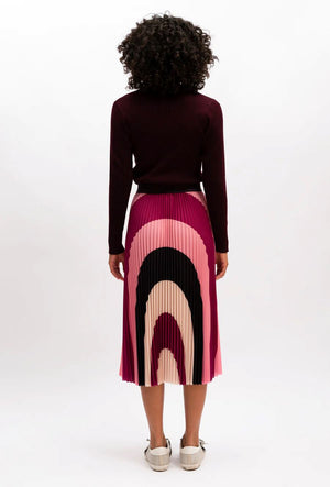 WE ARE THE OTHERS Lilian Pleat Skirt - Sangria Multi Skirt - Zabecca Living