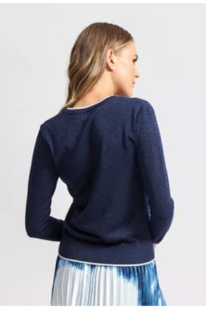 WE ARE THE OTHERS Lurex Long Sleeve Top - Navy Lurex Jumpers + Knitwear - Zabecca Living
