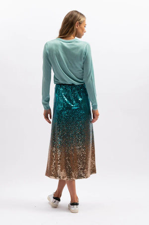 WE ARE THE OTHERS The Ombre Sequin Skirt - Turquoise Shimmer Skirt - Zabecca Living