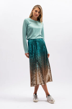 WE ARE THE OTHERS The Ombre Sequin Skirt - Turquoise Shimmer Skirt - Zabecca Living