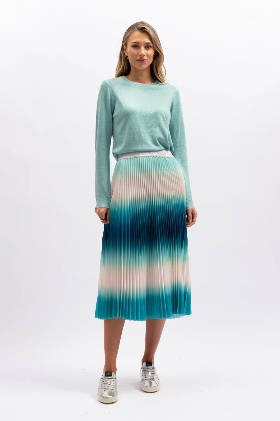 We Are The Others The Sunray Pleat Skirt Blue Ombre Zabecca