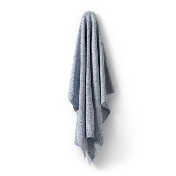 WILSON AND FRENCHY Knitted Blanket - Deep Blue Fleck BABY BLANKET - Zabecca Living