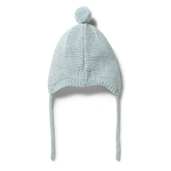 WILSON AND FRENCHY Knitted Cable Bonnet - Mint Fleck Baby Hat - Zabecca Living