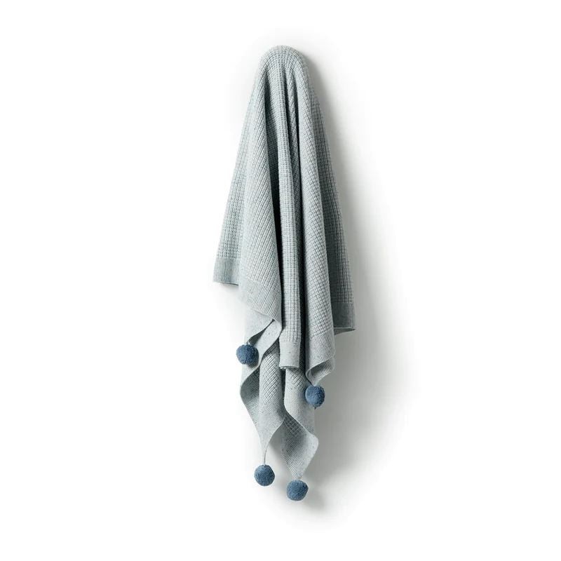WILSON AND FRENCHY Knitted Fleck Blanket - Bluestone BABY BLANKET - Zabecca Living