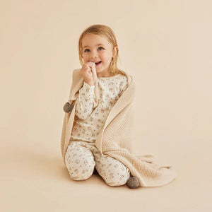 WILSON AND FRENCHY Knitted Fleck Blanket - Oatmeal Melange BABY BLANKET - Zabecca Living