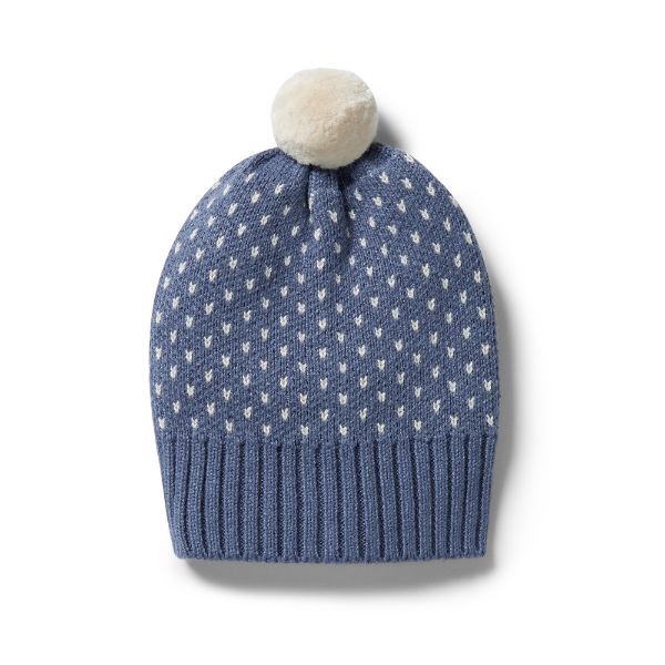 WILSON AND FRENCHY Knitted Fleck Hat - Blue Depths Baby Hat - Zabecca Living