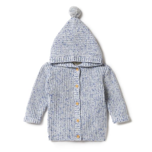 WILSON AND FRENCHY Knitted Jacket - Deep Blue Fleck BABY CLOTHING - Zabecca Living