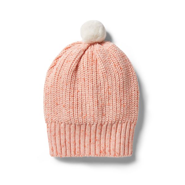 WILSON AND FRENCHY Knitted Rib Hat - Silver Peony Fleck Baby Hat - Zabecca Living