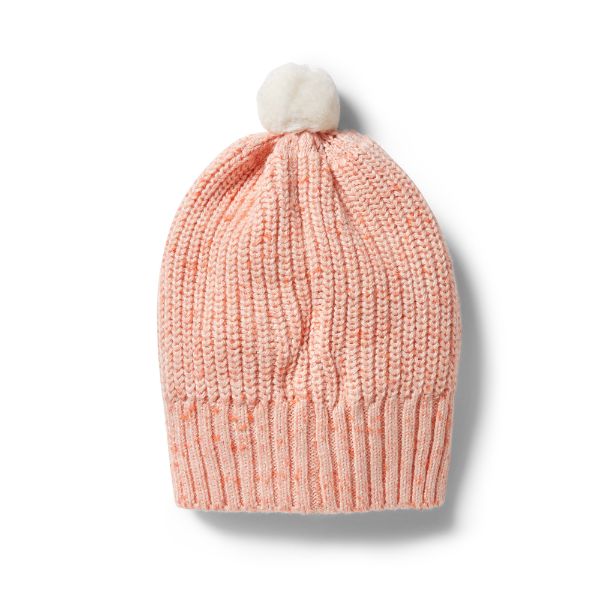 WILSON AND FRENCHY Knitted Rib Hat - Silver Peony Fleck Baby Hat - Zabecca Living