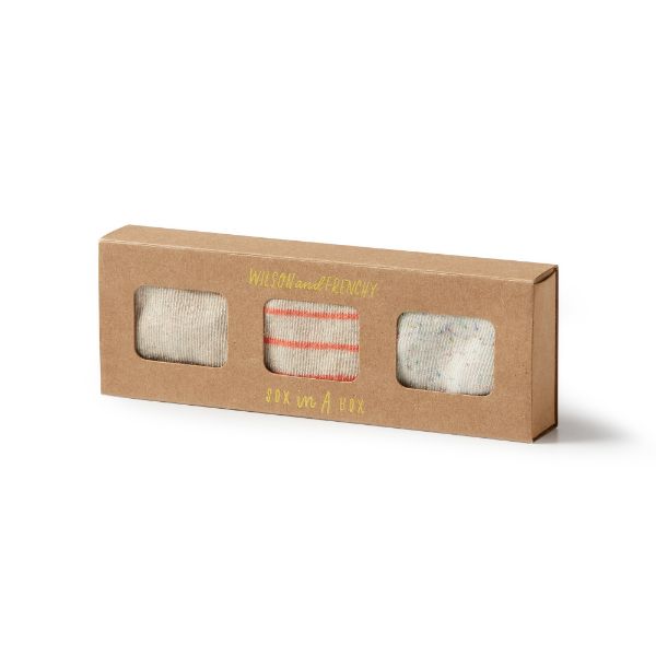 WILSON AND FRENCHY Organic 3 Pack Baby Socks - Silver Peony / Oatmeal / Coral BABY CLOTHING - Zabecca Living