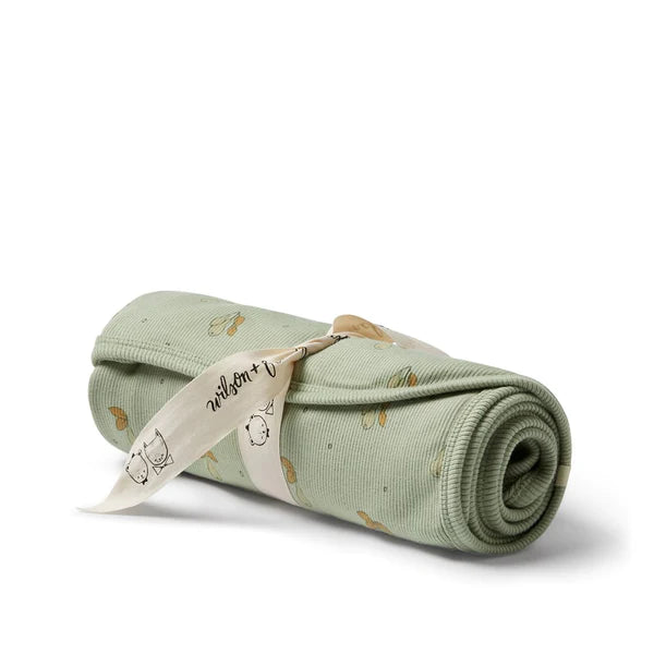 WILSON AND FRENCHY Organic Rib Bunny Rug - Perfect Pears BABY BLANKET - Zabecca Living