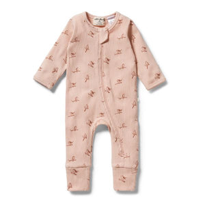 WILSON AND FRENCHY Organic Rib Zipsuit with Feet - Robin BABY CLOTHING - Zabecca Living