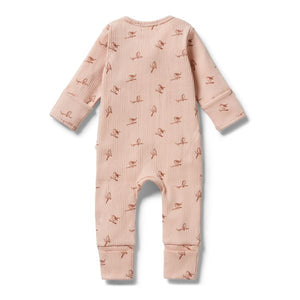 WILSON AND FRENCHY Organic Rib Zipsuit with Feet - Robin BABY CLOTHING - Zabecca Living