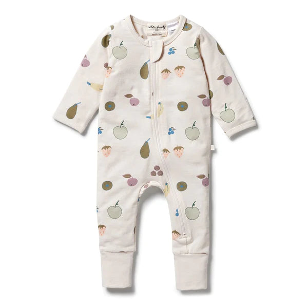 WILSON AND FRENCHY Organic Zipsuit With Feet - Fruity BABY CLOTHING - Zabecca Living
