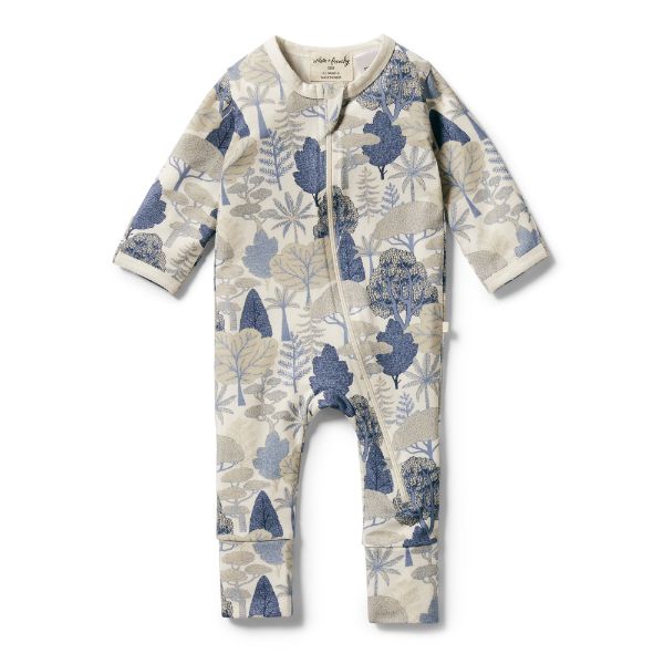 WILSON AND FRENCHY Organic Zipsuit with Feet - The Forest BABY CLOTHING - Zabecca Living