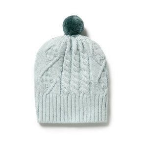 WILSON & FRENCHY Cable Hat - Mint Fleck Baby Hat - Zabecca Living