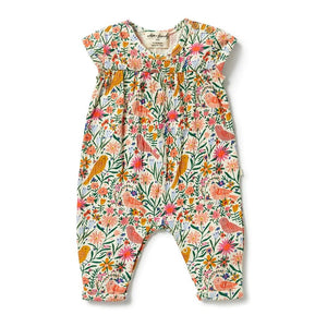 WILSON & FRENCHY Crinkle Jumpsuit - Birdy Floral BABY CLOTHING - Zabecca Living