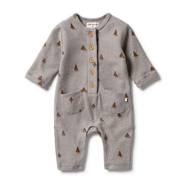 WILSON & FRENCHY French Terry Slouch Growsuit - Little Trees BABY CLOTHING - Zabecca Living