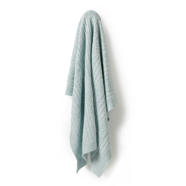 WILSON & FRENCHY Knitted Cable Blanket - Mint Fleck BABY BLANKET - Zabecca Living
