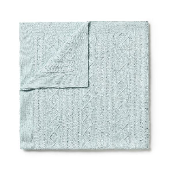WILSON & FRENCHY Knitted Cable Blanket - Mint Fleck BABY BLANKET - Zabecca Living