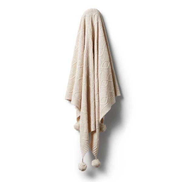 WILSON & FRENCHY Knitted Cable Blanket - Oatmeal Melange BABY BLANKET - Zabecca Living