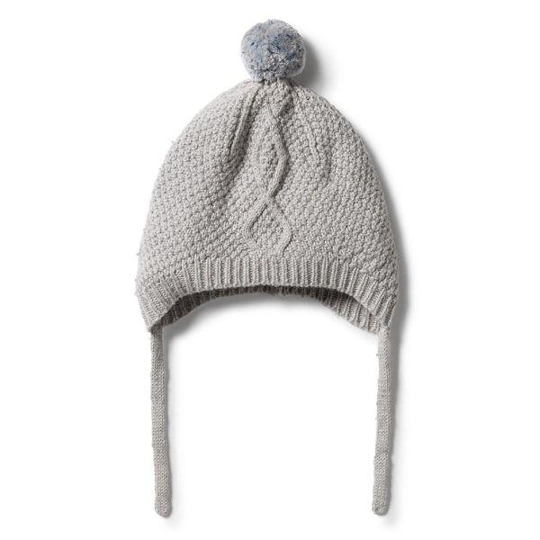 WILSON & FRENCHY Knitted Cable Bonnet - Grey Fleck BABY CLOTHING - Zabecca Living