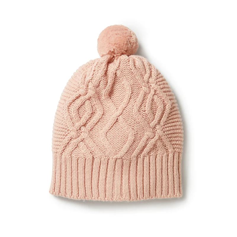 WILSON & FRENCHY Knitted Cable Hat - Rose Baby Hat - Zabecca Living