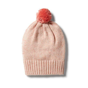 WILSON & FRENCHY Knitted Hat - Flamingo Oatmeal Fleck Baby Hat - Zabecca Living