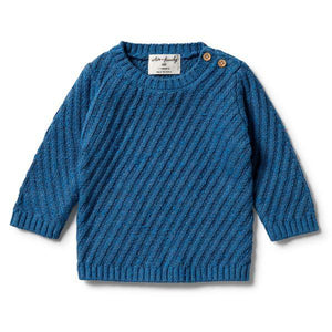 WILSON & FRENCHY Knitted Jacquard Jumper - Denim Fleck BABY CLOTHING - Zabecca Living