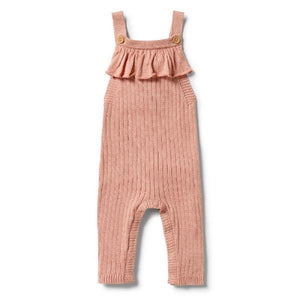 WILSON & FRENCHY Knitted Rib Ruffle Overalls - Dusk BABY CLOTHING - Zabecca Living
