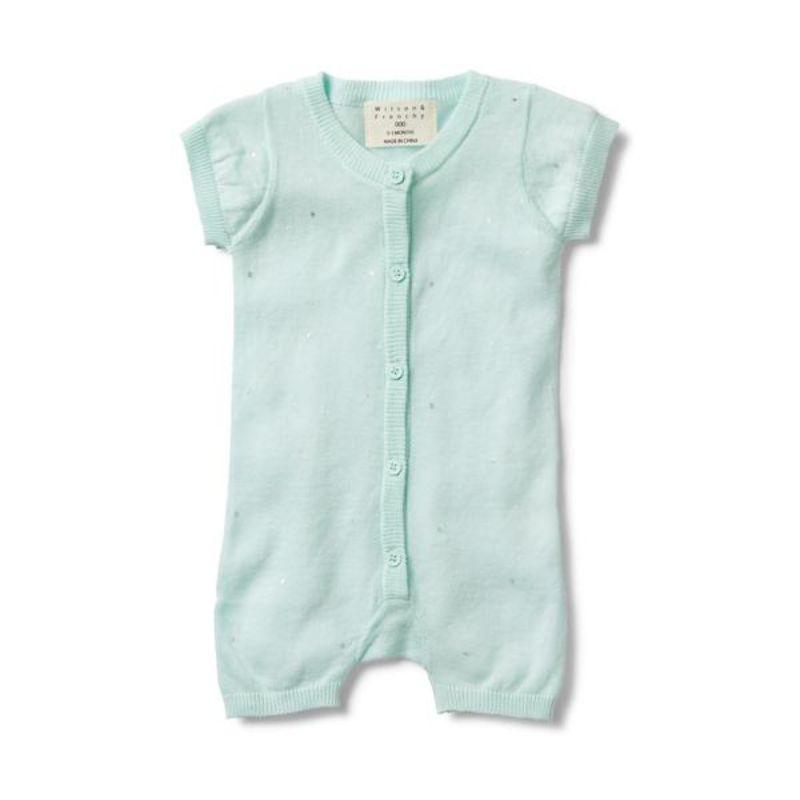 WILSON & FRENCHY Moon Drops Knitted Short Sleeve Growsuit BABY CLOTHING - Zabecca Living