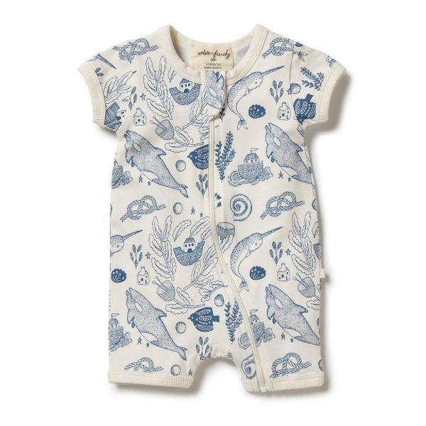 WILSON & FRENCHY Organic Boyleg Zipsuit - 7 Seas BABY CLOTHING - Zabecca Living