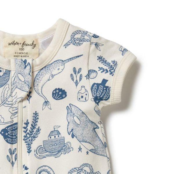 WILSON & FRENCHY Organic Boyleg Zipsuit - 7 Seas BABY CLOTHING - Zabecca Living