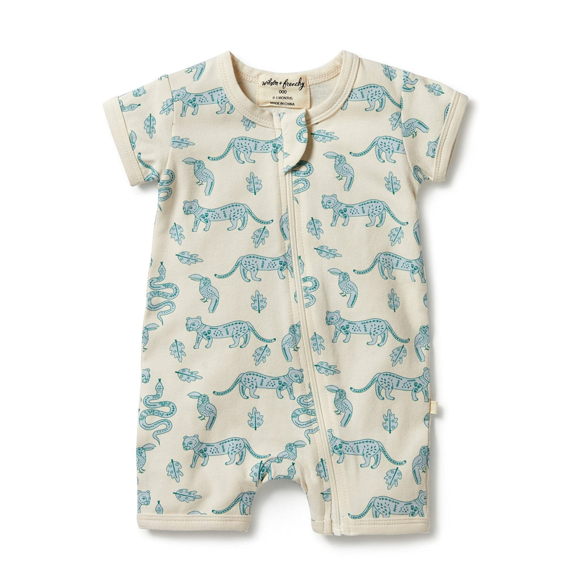 WILSON &amp; FRENCHY Organic Boyleg Zipsuit - Hello Jungle BABY CLOTHING - Zabecca Living