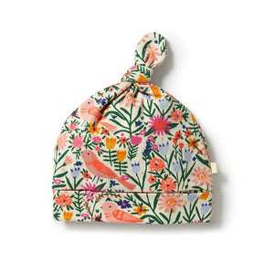 WILSON & FRENCHY Organic Knot Hat - Birdy Floral Baby Hat - Zabecca Living