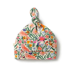 WILSON & FRENCHY Organic Knot Hat - Birdy Floral Baby Hat - Zabecca Living