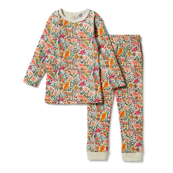 WILSON & FRENCHY Organic Long Sleeve Pyjamas - Birdy Floral BABY CLOTHING - Zabecca Living