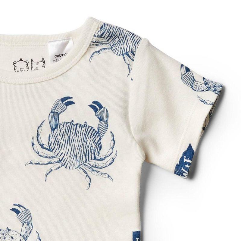 WILSON & FRENCHY Organic Monsieur Crab Short Sleeve Pyjama Set Kids Pyjamas - Zabecca Living