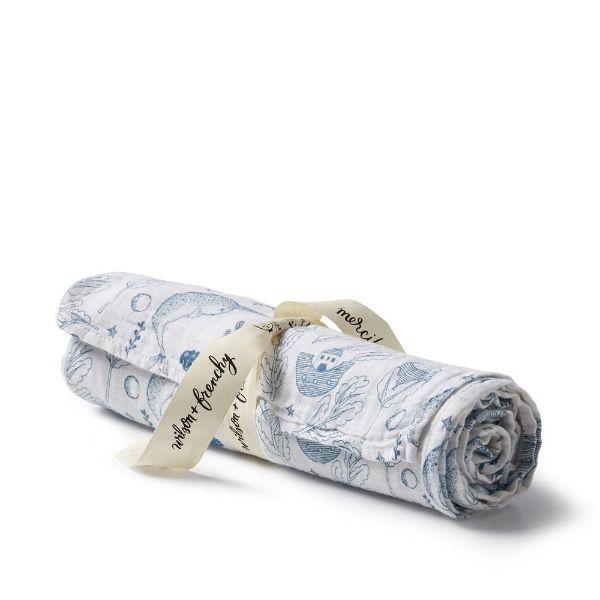 WILSON & FRENCHY Organic Muslin Wrap - 7 Seas BABY BLANKET - Zabecca Living