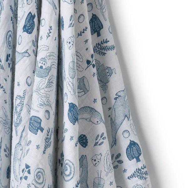 WILSON & FRENCHY Organic Muslin Wrap - 7 Seas BABY BLANKET - Zabecca Living
