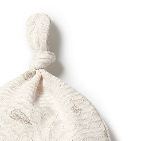 WILSON & FRENCHY Organic Pointelle Knot Hat - Little Acorn Baby Hat - Zabecca Living