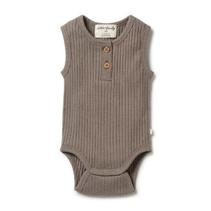 WILSON & FRENCHY Organic Rib Henley Bodysuit - Hazelwood BABY CLOTHING - Zabecca Living