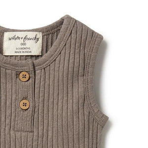 WILSON & FRENCHY Organic Rib Henley Bodysuit - Hazelwood BABY CLOTHING - Zabecca Living