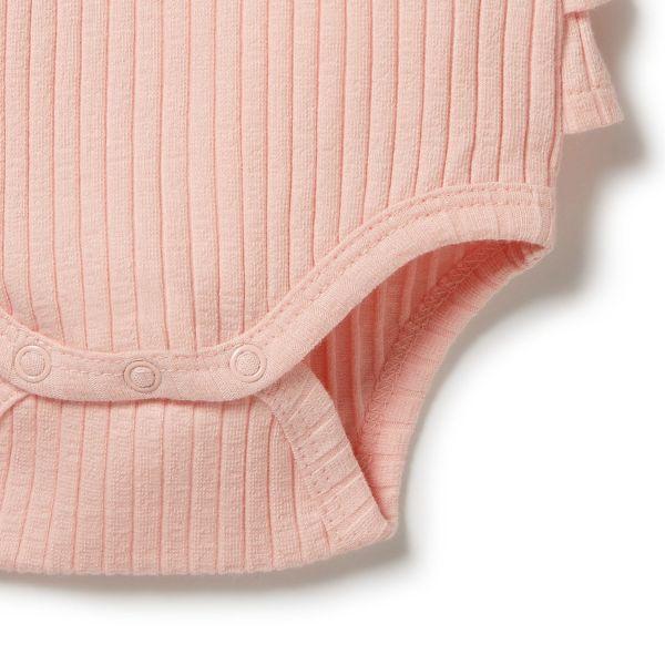 WILSON & FRENCHY Organic Rib Ruffle Bodysuit - Blush BABY CLOTHING - Zabecca Living