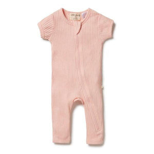 WILSON & FRENCHY Organic Rib Zipsuit - Blush BABY CLOTHING - Zabecca Living